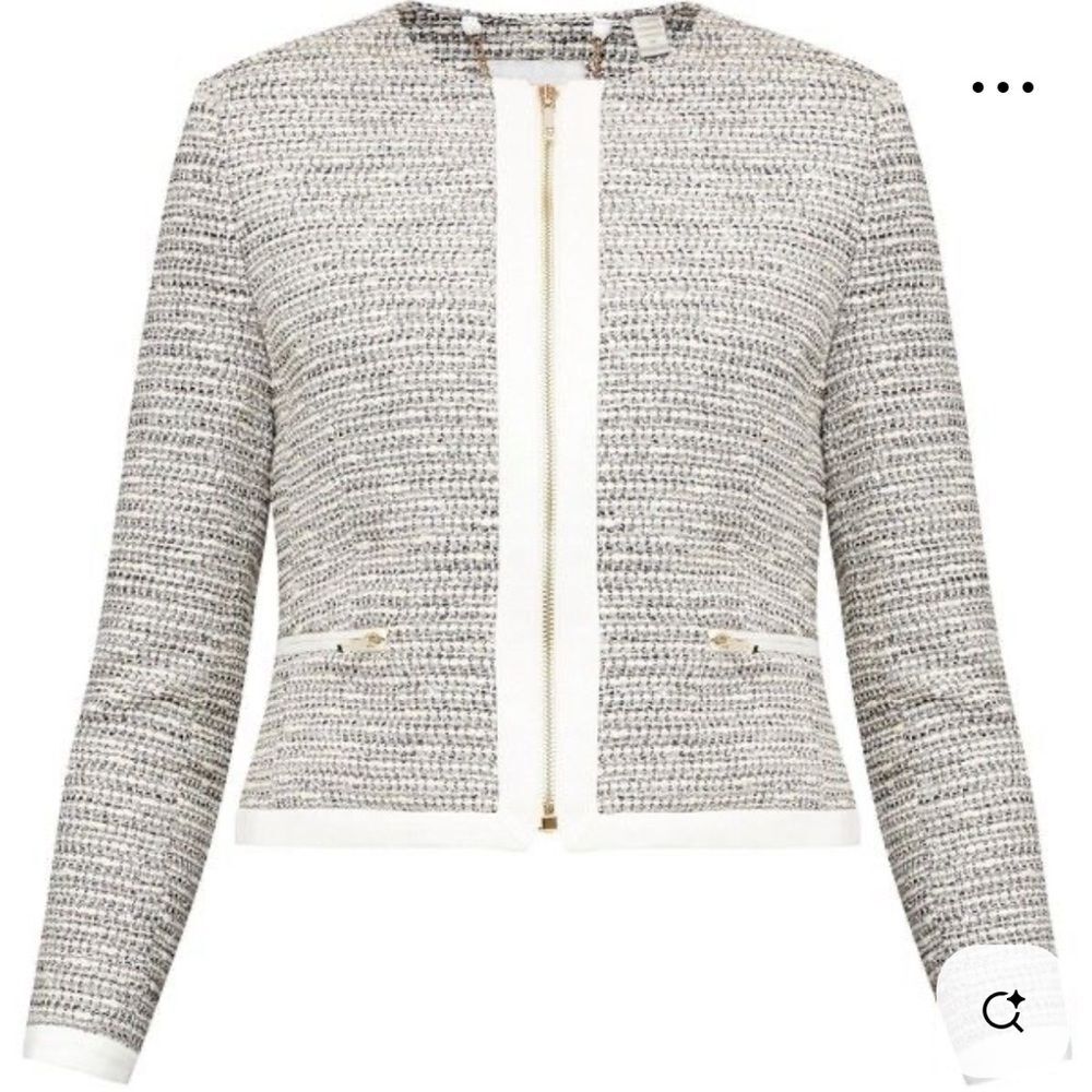 Ted Baker London Tweeted Cropped Jacket Women’s Size 1 Full-Zip Long Sleeves